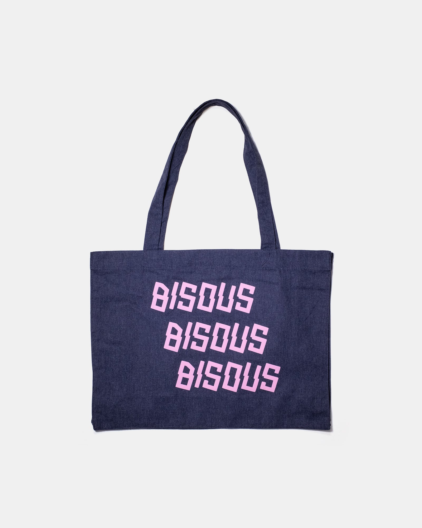 Bisous Triple Logo Tote Denim